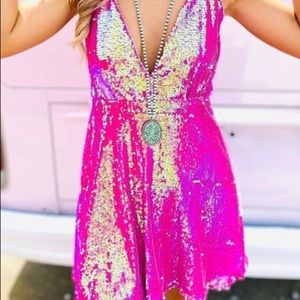 Glitzy glitter pink dress
